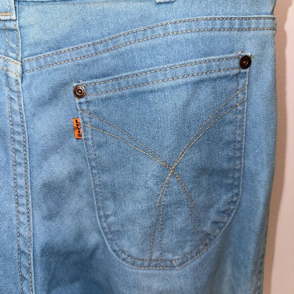 Vtg 70s Levi's Skosh More Room Jeans Orange Tab Light Wash Flare Jeans 33x34 - Picture 4 of 5